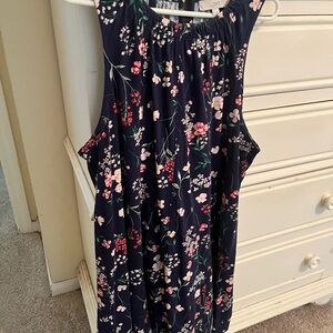 LOFT Navy Floral Dress in XL